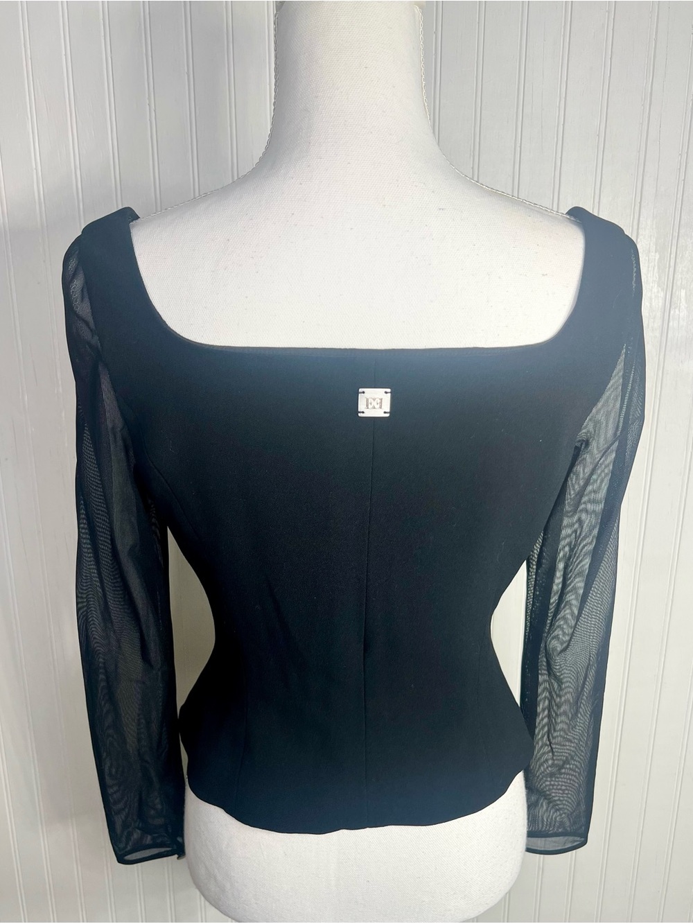 Escada Sheer Sleeve Zip Up Top - Picture 6 of 7